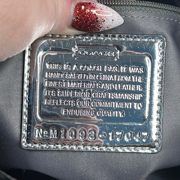 Coach Poppy medium satchel hobo Handbag M1093-17047 gray canvas metallic Accents - Picture 9 of 12